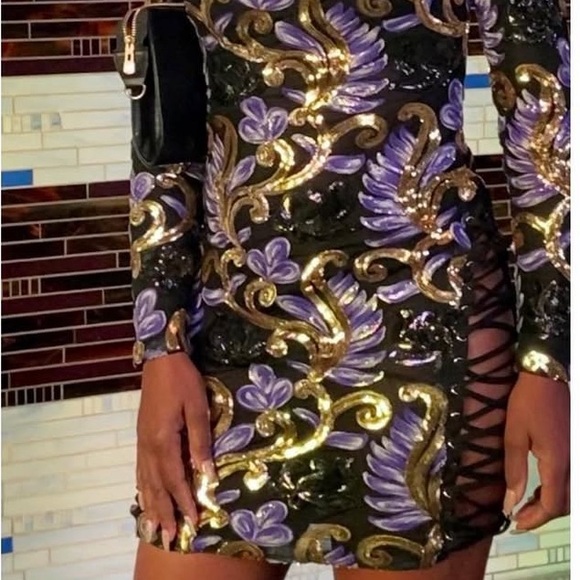 Black and Gold Women's Dress - Picture 6 of 9